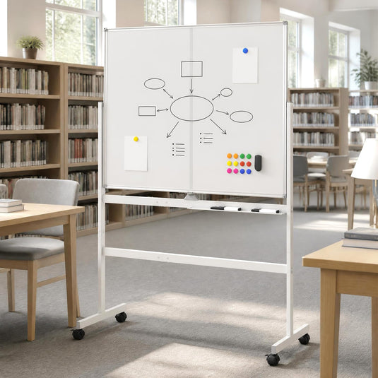 Goplus 48” x 36” Mobile White Board with Lockable Universal Wheels