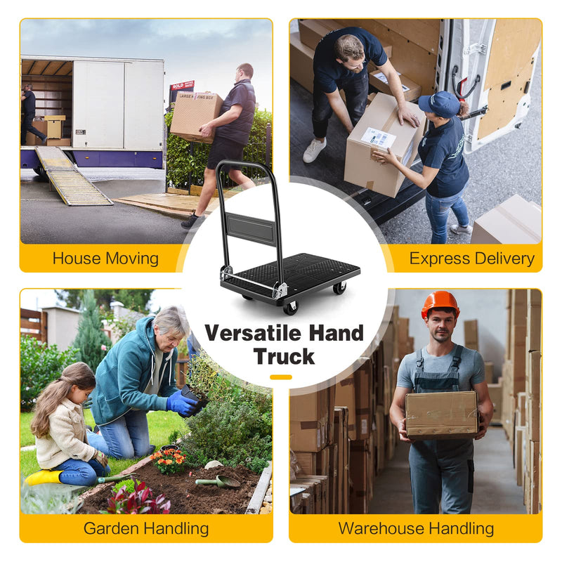 Load image into Gallery viewer, Goplus Folding Push Cart Dolly, Moving Platform Hand Truck, 440 LBS Max Load (28&quot; x 19&quot;)
