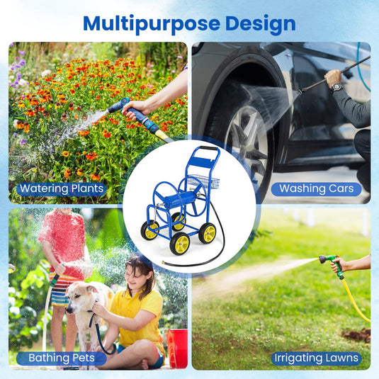 Goplus Garden Hose Reel Cart | 300 FT of 5/8" Large Capacity