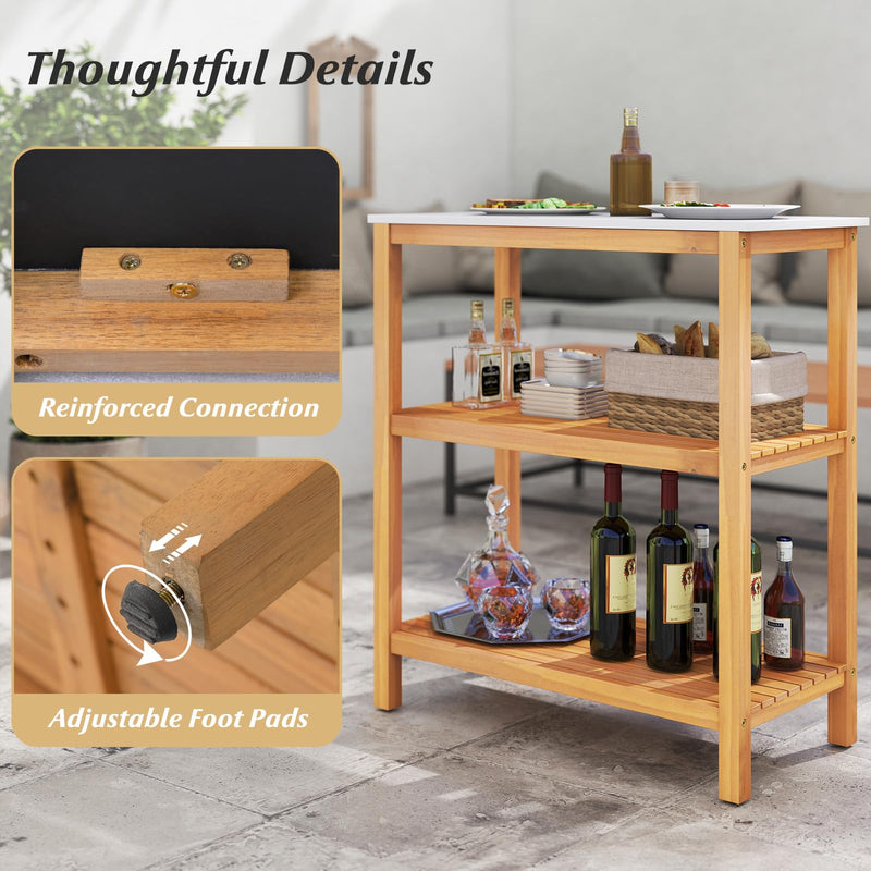 Load image into Gallery viewer, Goplus 32” x 16” x 36” 3-Tier Patio Wooden Sideboard
