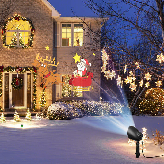 Goplus Christmas Projector Lights Outdoor | LED Santa Claus on Sleigh Projection Lamp