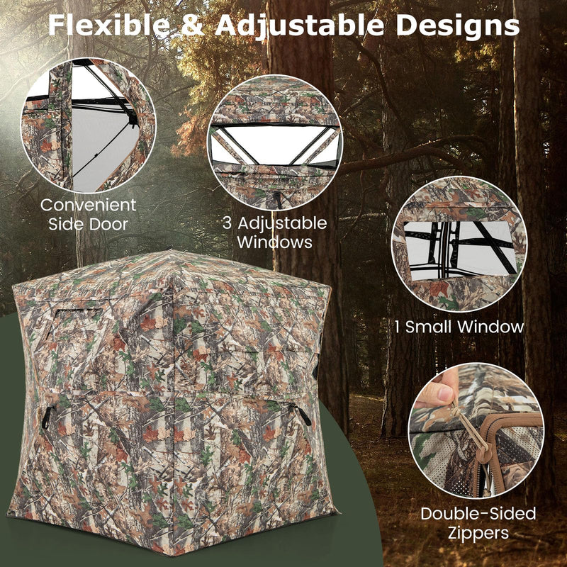 Load image into Gallery viewer, Goplus 360 Degree See-Through Hunting Blind w/Full-Open Door, Carrying Bag, 2-3 Person Ground Blind for Deer Turkey Hunting
