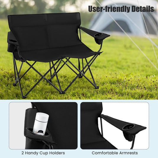 Goplus Double Camping Chair Oversized Heavy Duty Camping Loveseat