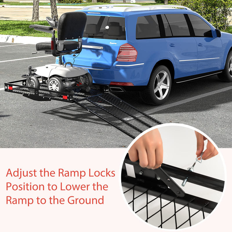 Load image into Gallery viewer, Goplus Hitch Mount Wheelchair Carrier, Mobility Scooter Loading Ramp with 2 Tie Down Straps
