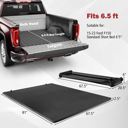 Goplus Soft Quad-Fold Tonneau Cover