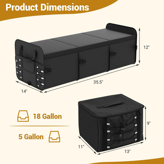 Goplus Collapsible Trunk Organizer, Multi Compartment Car Storage with Removable Lid