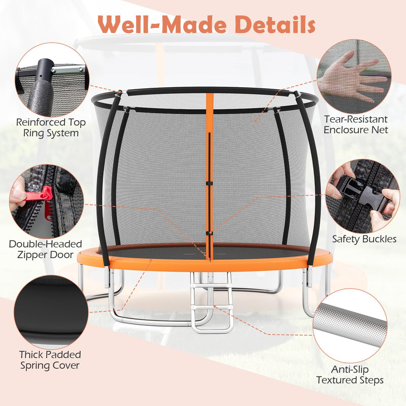 Load image into Gallery viewer, Goplus 8FT 10FT 12FT ASTM Approved Heavy-Duty Recreational Kids Trampoline w/Safety Enclosure Net
