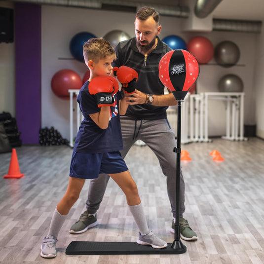 Goplus Height Adjustable Punching Bag Stand with Boxing Gloves for Teens Children