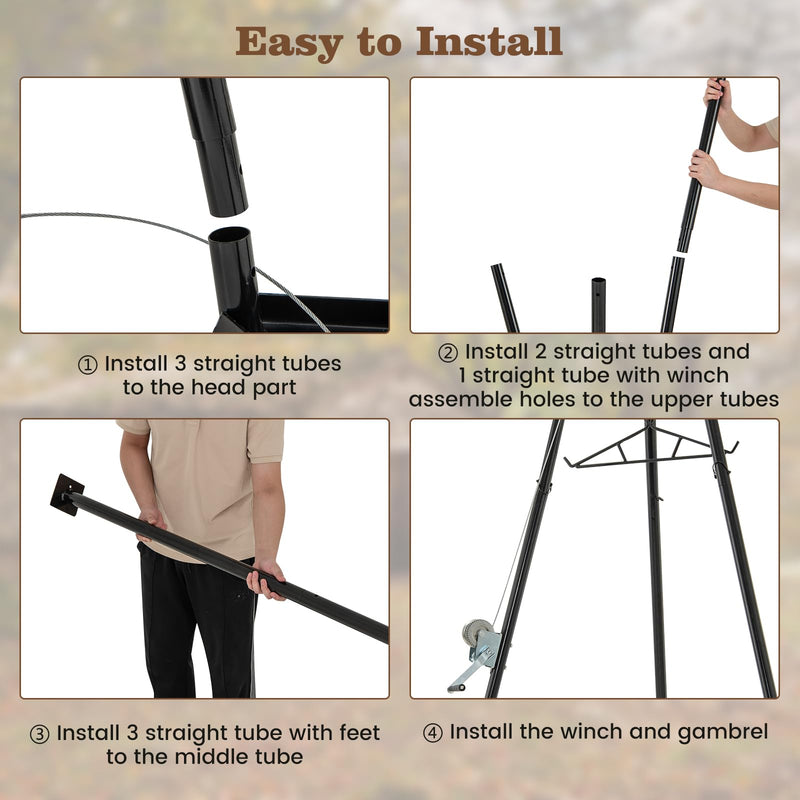 Load image into Gallery viewer, Goplus Tripod Game Hoist, 600 LBS Capacity Hunting Deer Stand with Adjustable Gambrel, Lifting Winch
