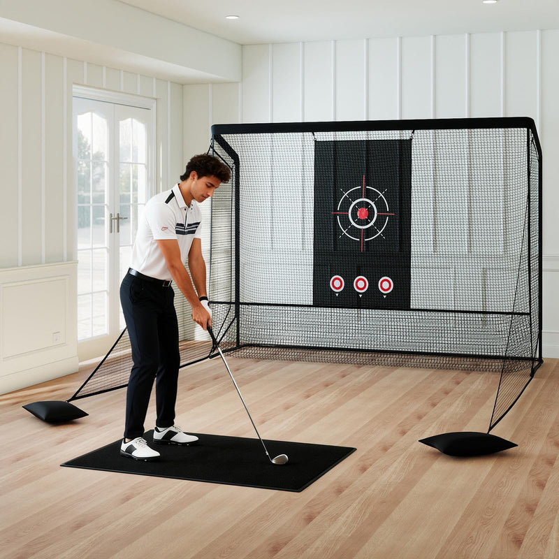 Load image into Gallery viewer, Goplus Golf Cage Practice Hitting Net Golfer Training Net w/Dual Side Barriers
