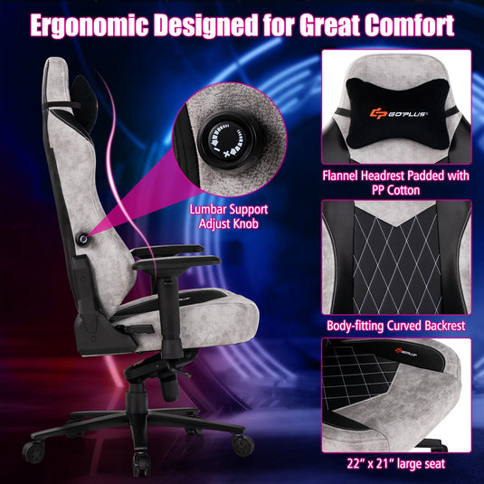 Goplus 360° Swivel Height Adjustable Computer Gamer Chair with Adjustable Lumbar Support