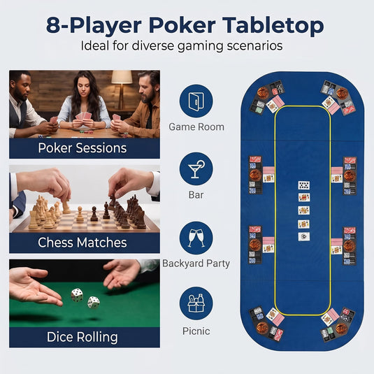 Goplus 79 x 36 Inch Poker Table Top | Foldable 8 Player Texas Holdem Poker Table Topper
