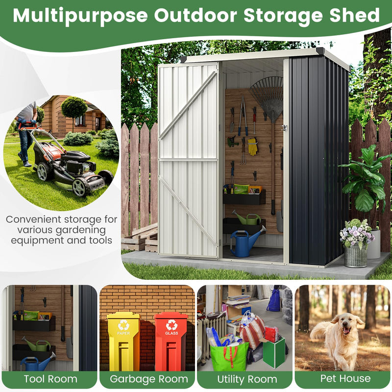 Load image into Gallery viewer, Goplus 4 x 3 FT Metal Outdoor Storage Shed, Snap-on Structures for Efficient Assembly, All-Weather Color Steel Utility Storage House
