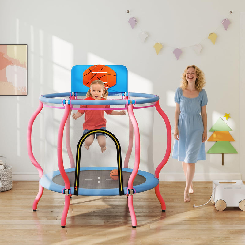 Load image into Gallery viewer, Goplus 48&quot; Indoor &amp; Outdoor Pumpkin Trampoline with Basketball Hoop &amp; Wide Backboard
