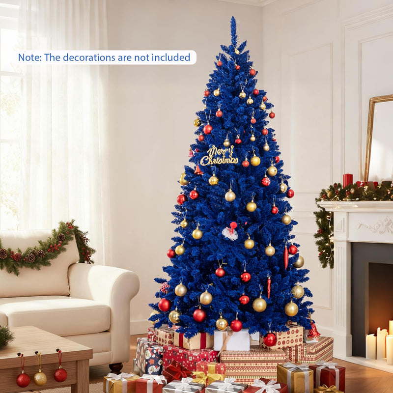 Load image into Gallery viewer, Goplus 7 FT Pre-Lit Royal Blue Snow Flocked Christmas Tree with 340 LED Lights
