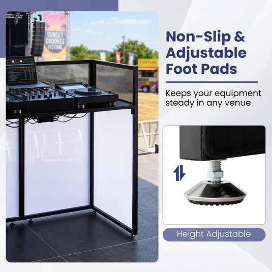 Goplus Portable DJ Booth with Scrims & Carrying Bag | Foldable Mobile DJ Table Stand