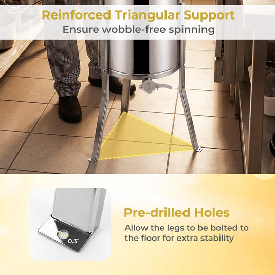 Goplus 3 Frame Honey Extractor with Bottom Gravity Flow Gate & Clear Lid