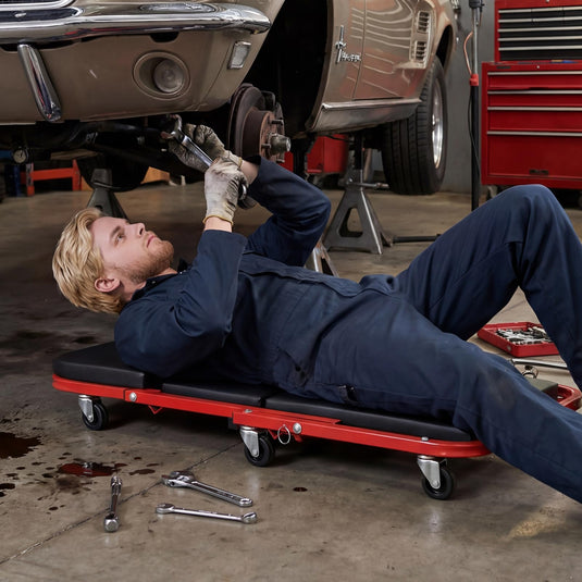 Goplus 36" Folding Flat Automotive Creeper with Padded Seat & 6 Swivel Casters