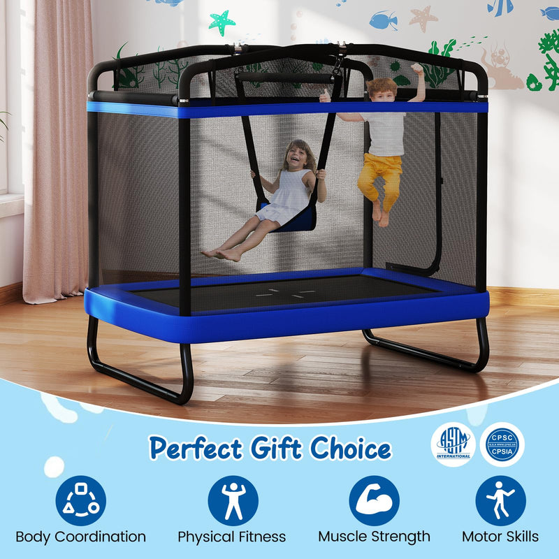 Load image into Gallery viewer, Goplus 6 x 4 FT Rectangle Kids Trampoline with Swing for Children Boys Girls
