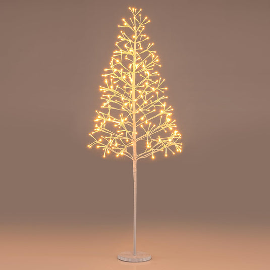 Goplus LED Birch Tree, 5/6/7 FT Pre-lit Twig Tree with Warm White Light LED Lights, Weighted Base