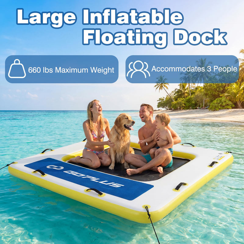 Load image into Gallery viewer, Goplus Inflatable Floating Dock 8FT x 8FT x 6 Inch Thick Swim Dock Platform
