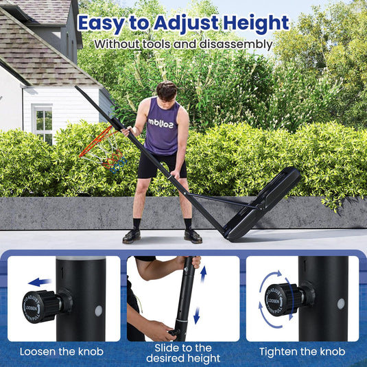 Goplus Portable 3.3-10FT Adjustable Basketball Goal System w/Shatterproof PC Backboard