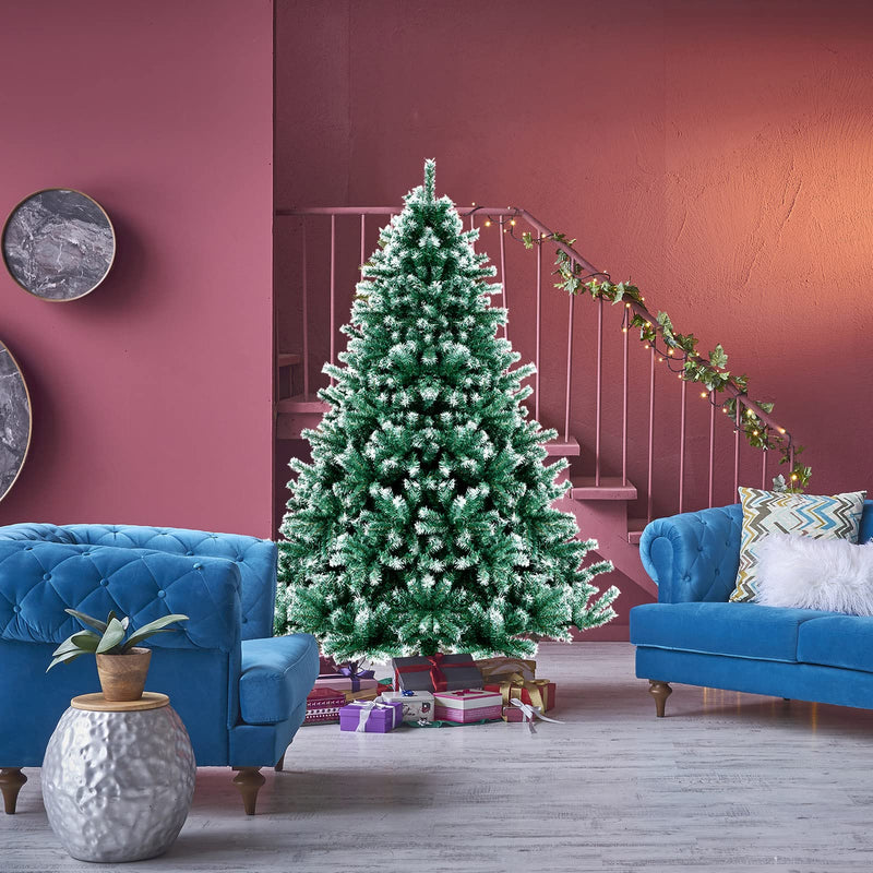 Load image into Gallery viewer, Goplus Unlit Artificial Christmas Tree Hinged Xmas Tree with Partially Flocked Design

