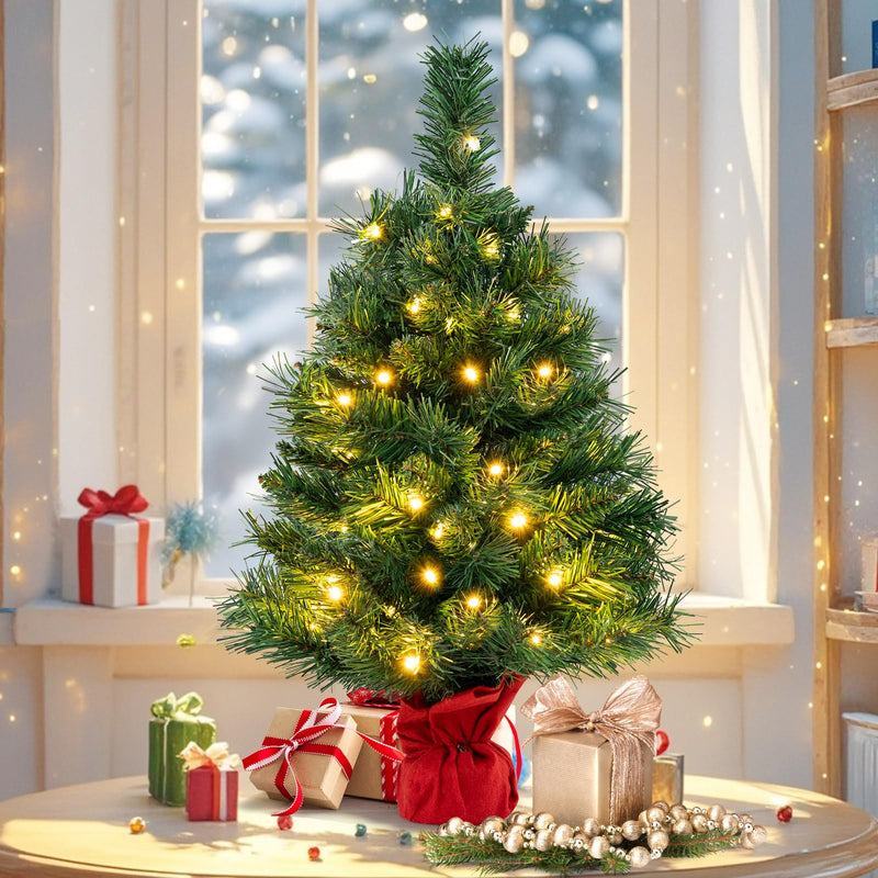 Load image into Gallery viewer, Goplus Tabletop Battery Operated Small Fir Xmas Tree with Warm White LED Lights
