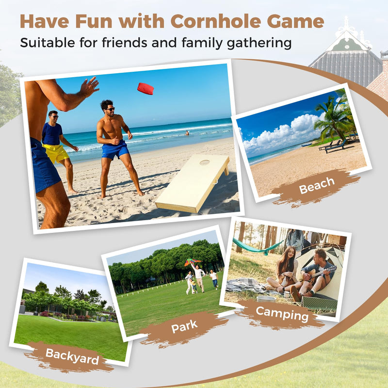 Load image into Gallery viewer, Goplus Solid Wood Corn Hole Game Board Includes 8 Bean Bags

