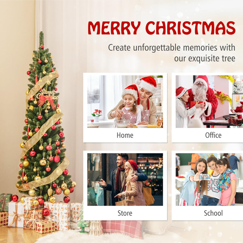 Load image into Gallery viewer, Goplus 5ft / 6ft / 7ft / 8ft Artificial Skinny Xmas Tree with Quick Shape Technology
