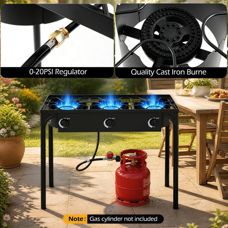 Load image into Gallery viewer, Goplus Outdoor Three Burner Gas Stove | 240,000 BTU High Pressure
