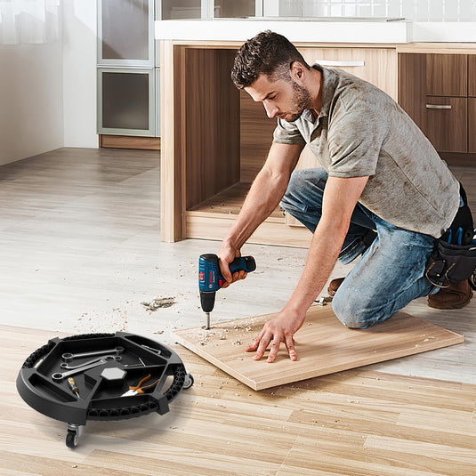 Goplus Mobile Automotive Tool Creeper with 3 Swivel Casters & 4 Compartments (19.5" x 19.5" x 4")