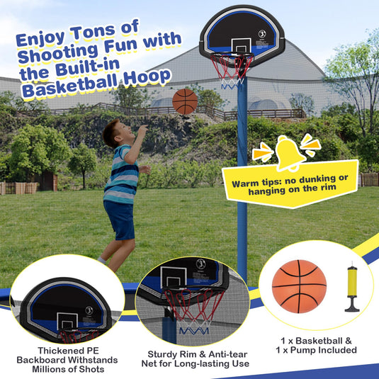 Goplus 12FT 14FT ASTM Approved Trampoline with Basketball Hoop and Internal-Net