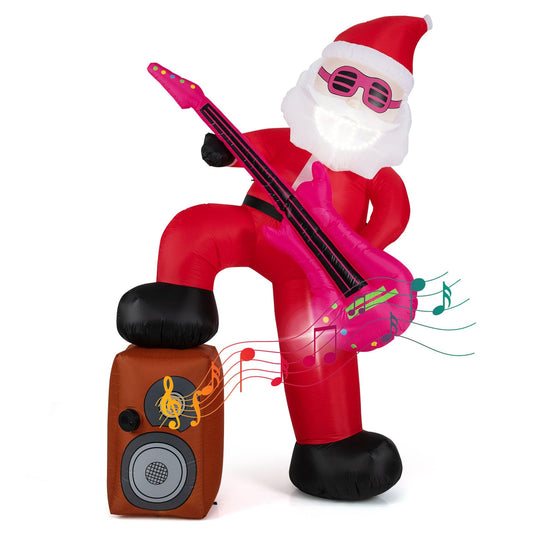 Goplus 8.4FT Rocking Santa Inflatable with Guitar | Animated Christmas Decoration