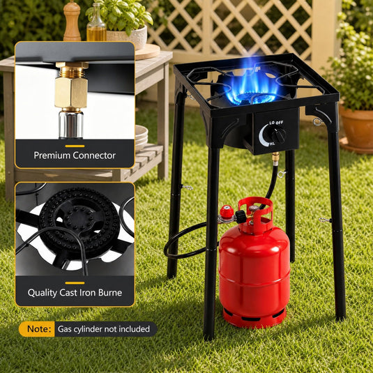 Goplus Outdoor Single Burner Gas Stove | 80,000 BTU High Pressure for Cooking BBQ Frying