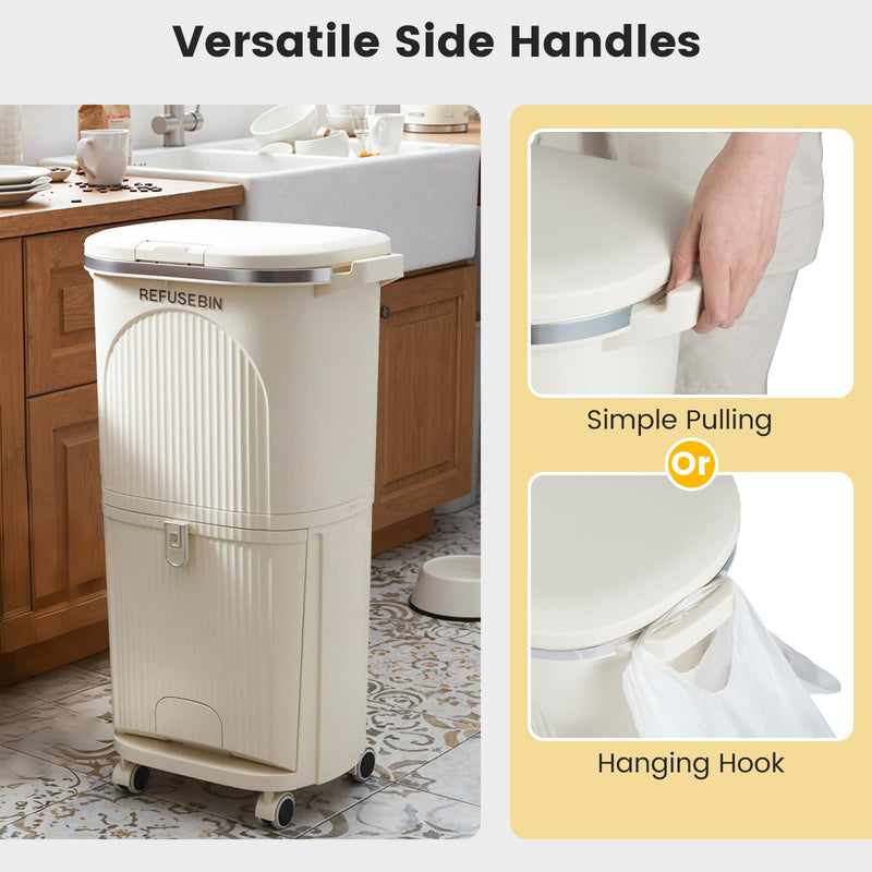 Load image into Gallery viewer, Goplus 10 Gallon Kitchen Trash Can with Lid with 2 Removable Buckets
