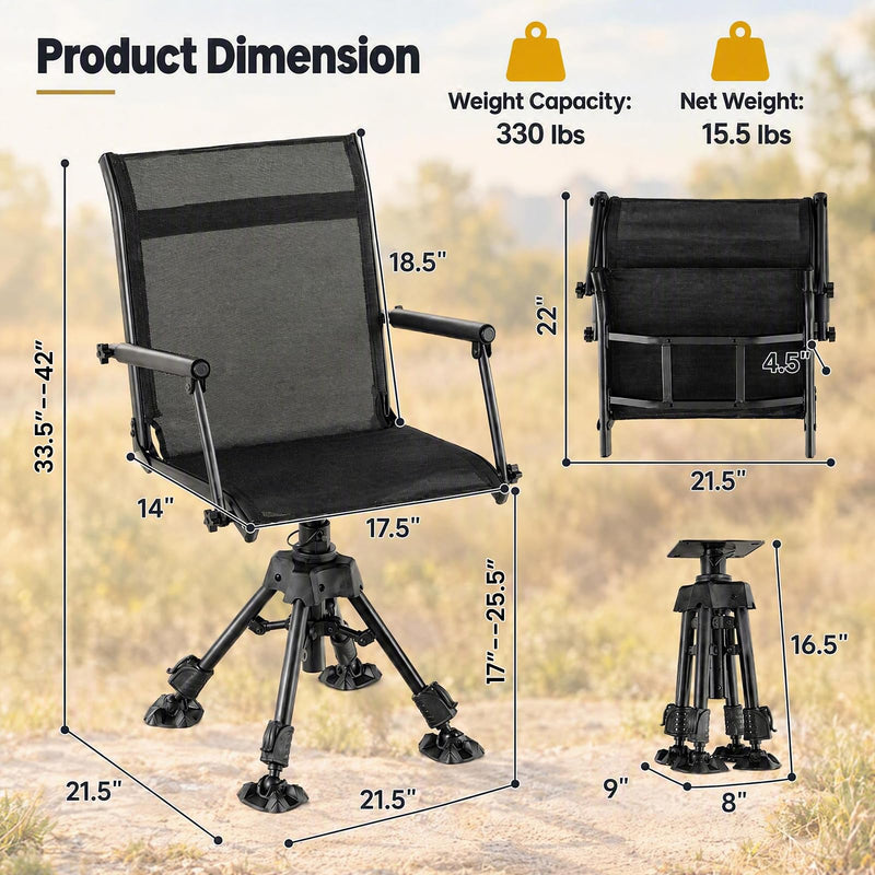 Load image into Gallery viewer, Goplus 360° Swivel Hunting Chair | Portable Silent Deer Chair with Padded Armrests for Hunting
