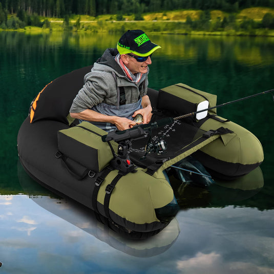 Goplus Inflatable Float Tube for Angling (Thickened Type with Rod Holder)