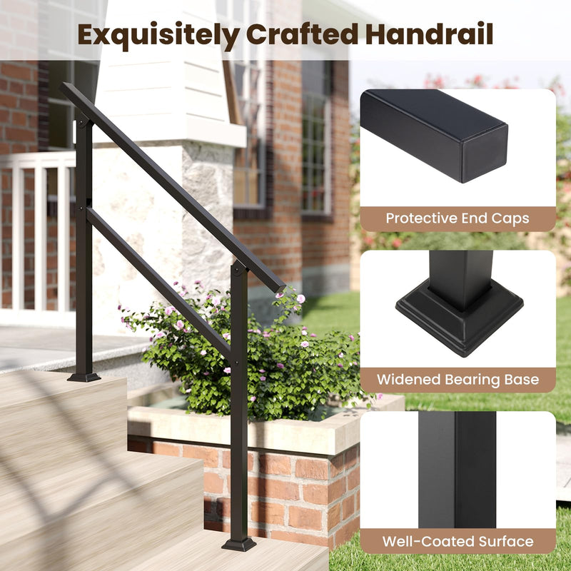 Load image into Gallery viewer, Goplus Handrail for Outdoor Steps Metal Hand Rail Fits 0-3 Steps
