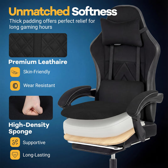 Goplus Gaming Chair Height Adjustable Computer Chair with Headrest Lumbar Support
