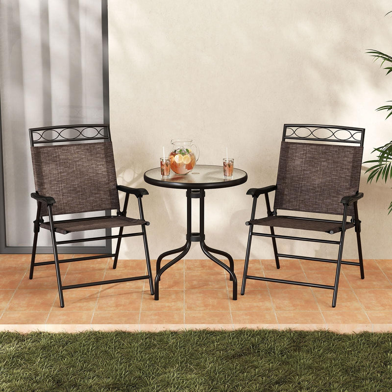 Load image into Gallery viewer, Goplus Bistro Table and Chairs Set of 2 Outdoor 3 Piece Patio Bistro Set with 1.57” Umbrella Hole

