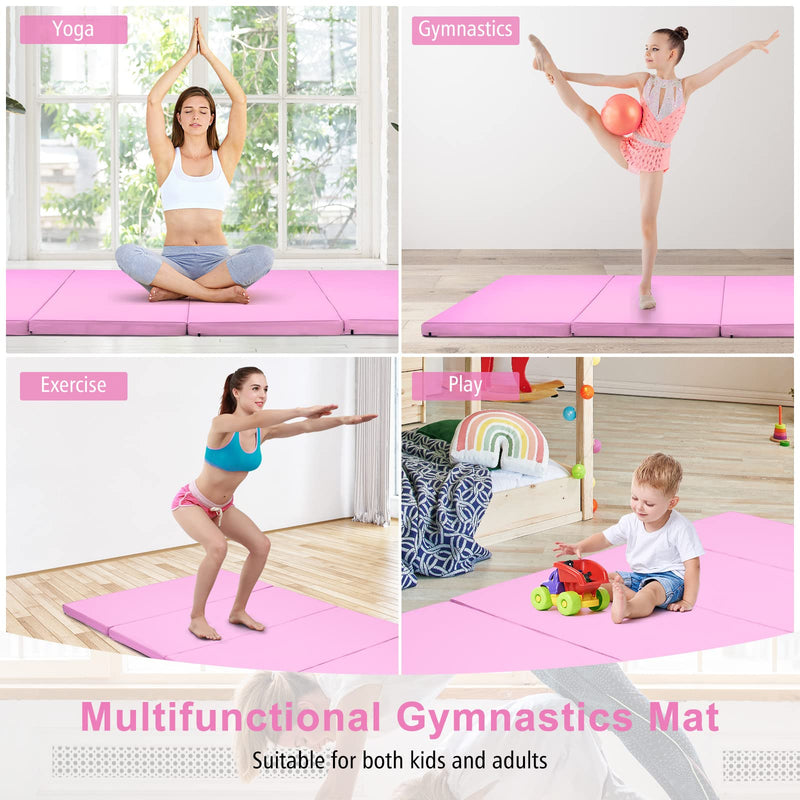 Load image into Gallery viewer, Goplus 8&#39; x 4&#39; Folding Gymnastics Mat, 2&quot; Thick 4 Fold Exercise Tumbling Mat with Carrying Handles for Home Gym Fitness
