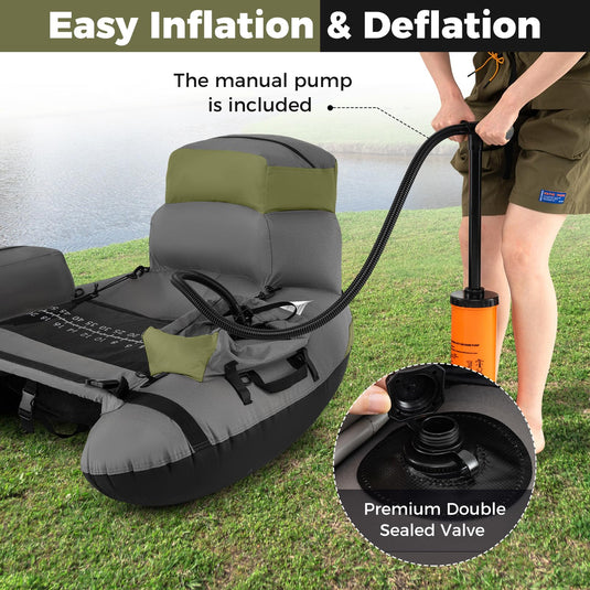 Goplus Inflatable Float Tube Fishing Belly Boat with Fish Ruler | 350LBS Load Capacity