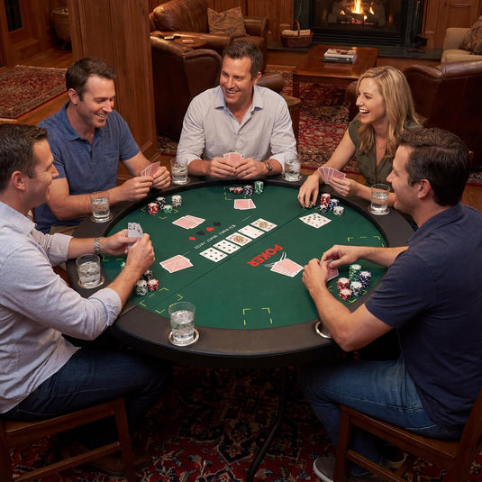 Goplus 48" 8 Player Round Casino Leisure Texas Holdem Game Table with Metal Legs
