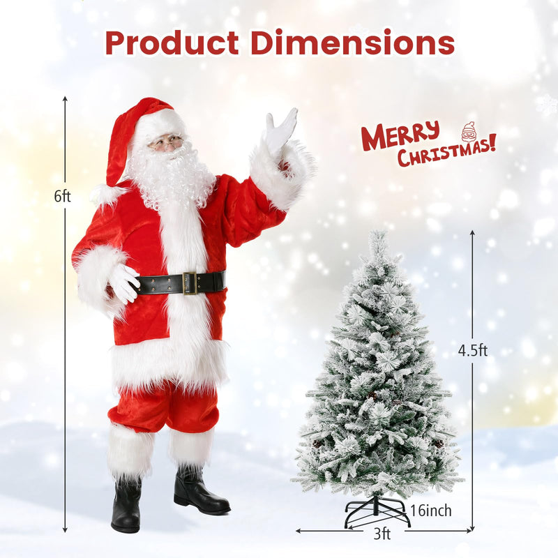 Load image into Gallery viewer, Goplus Pre-Lit Snow Flocked Christmas Tree, Artificial Hinged Xmas Tree with 160 Multi-Color LED Lights
