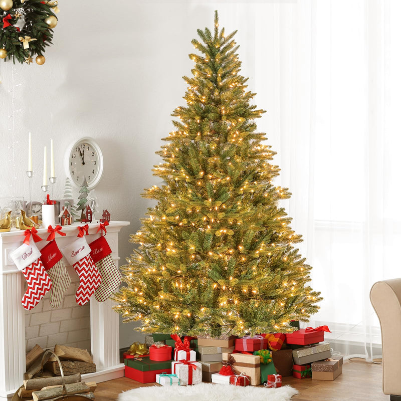 Load image into Gallery viewer, Goplus 6ft Pre-Lit Artificial Christmas Tree with 500 Warm-White Incandescent Lights
