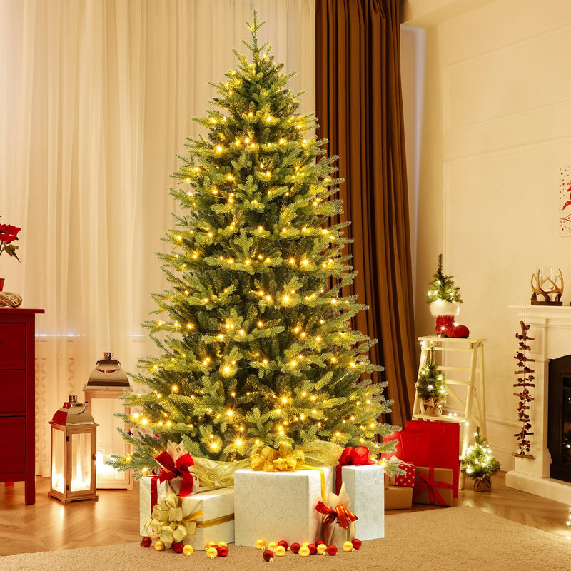 Load image into Gallery viewer, Goplus 7ft Hinged Xmas Full Tree with 470 Warm White &amp; Multicolored LED Lights
