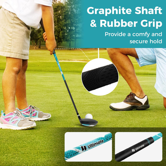 Goplus Junior Complete Golf Club Set for Kids, Right Hand Golf Clubs with Stand Bag, Rain Hood