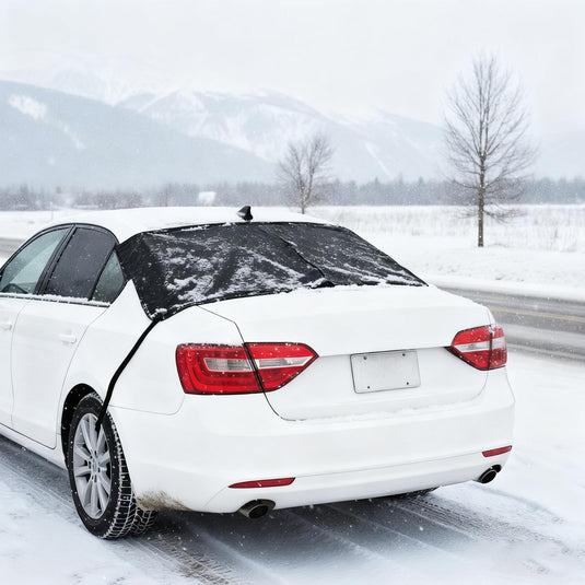 Goplus Car Windshield Snow Cover Set, Heavy Duty 600D Oxford Fabric Front & Rear Ice Frost Protectors