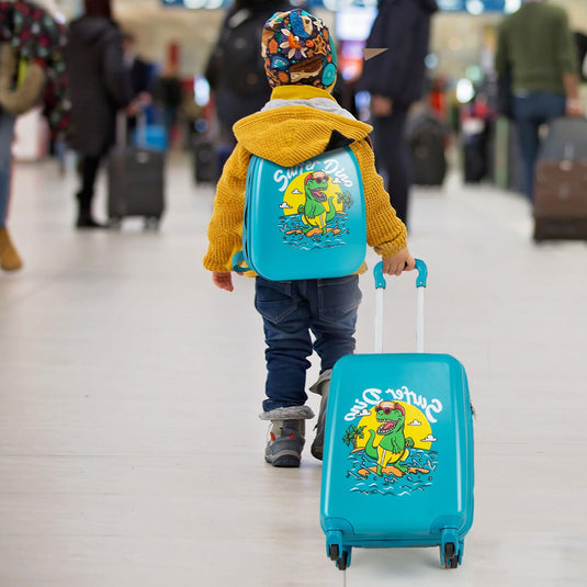2 PCS Kid Luggage Set With Spinner Wheels for Children Boys Girls-Blue